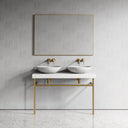 Lomazzo Carrara Marble Countertop Brushed Gold Vanity Unit 1200mm