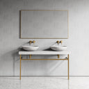 Lomazzo Carrara Marble Countertop Brushed Gold Vanity Unit 1400mm
