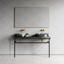 Lomazzo Panda Marble Countertop Matte Black Vanity Unit 1400mm