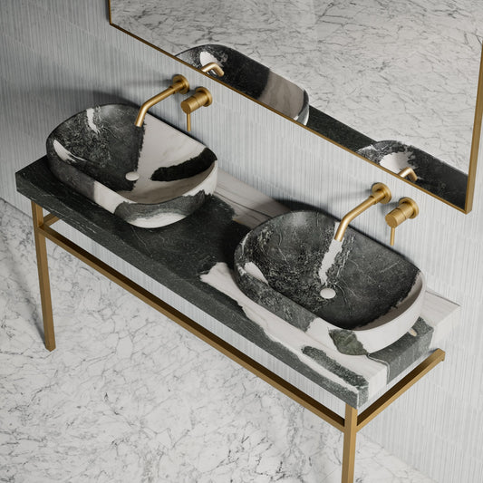 Lomazzo Panda Marble Countertop Vanity Unit 1400mm