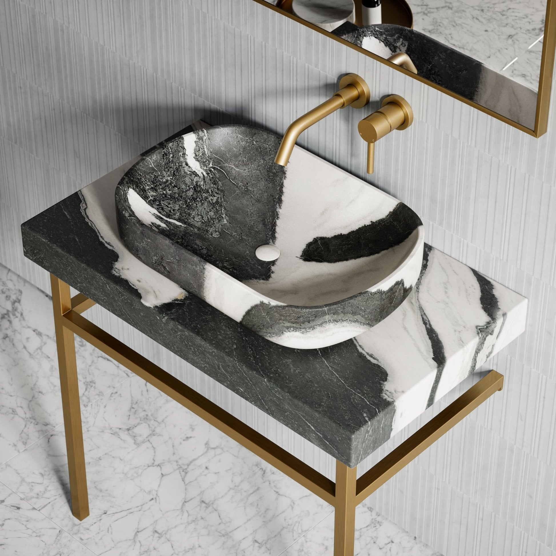 Lomazzo Panda Marble Countertop Vanity Unit 800mm