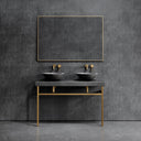 Lomazzo Pietra Grey Marble Countertop Brushed Gold Vanity Unit 1200mm