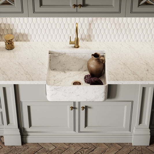 Louis Carrara Belfast Marble Polished Kitchen Sink 600mm