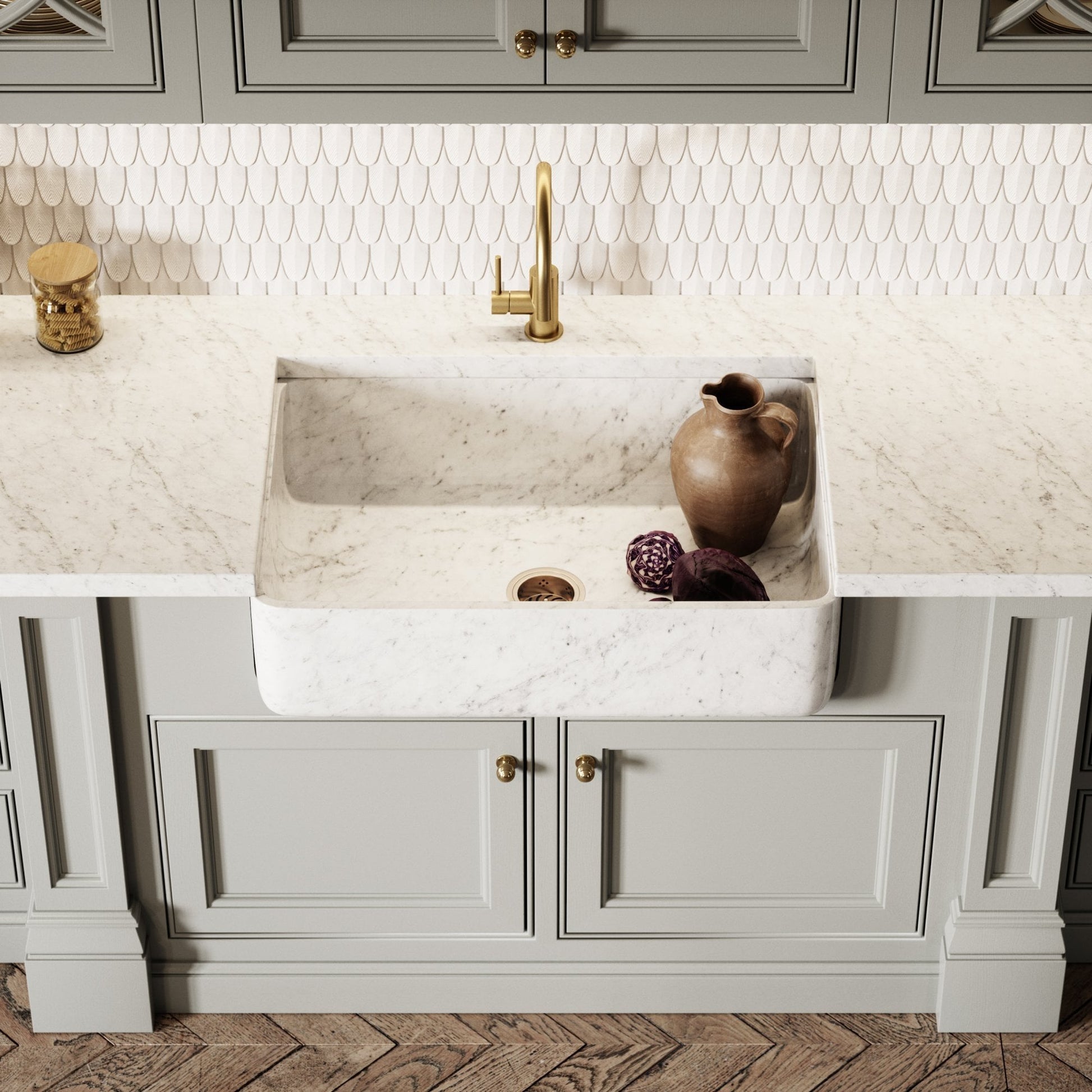 Louis Carrara Belfast Marble Polished Kitchen Sink 800mm