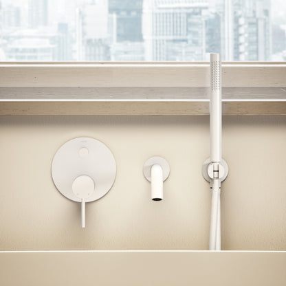Luxe Silk Matte White Wall Mounted Bath Shower Mixer Tap