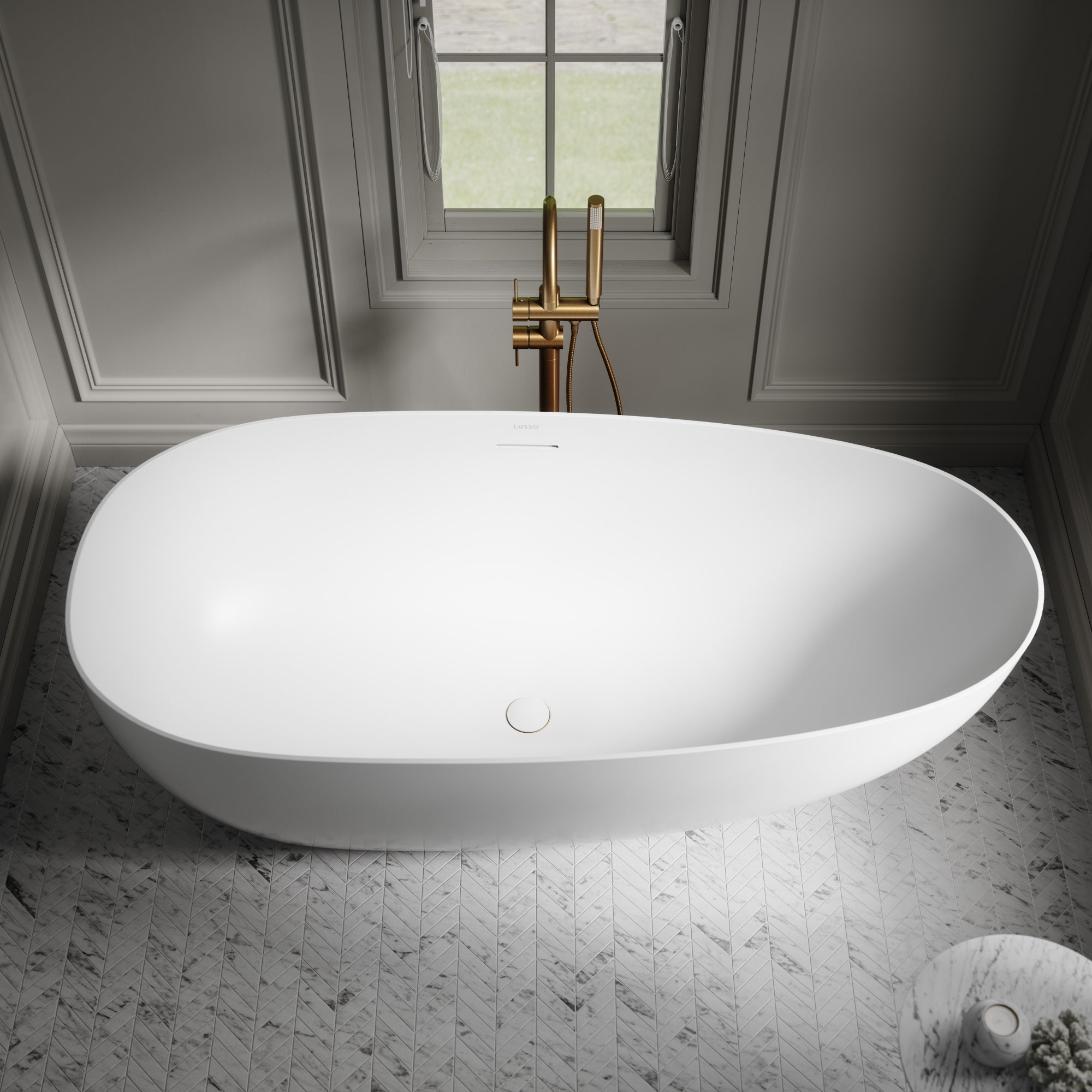 Round Bath Shell Lusso Light Egg Shell Freestanding Bath 1700mm - LUSSO