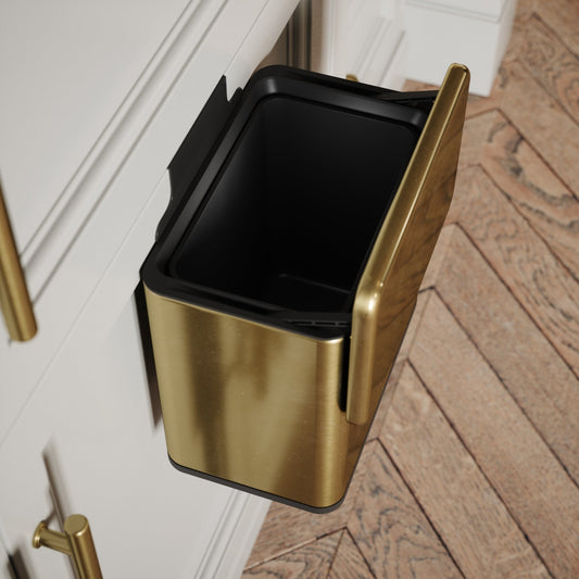 Lusso Zattura Brushed Gold 5 Litre Hanging Kitchen Cabinet Bin