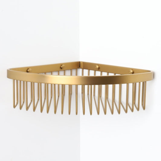 Luxe Brushed Gold Corner Shower Storage Basket