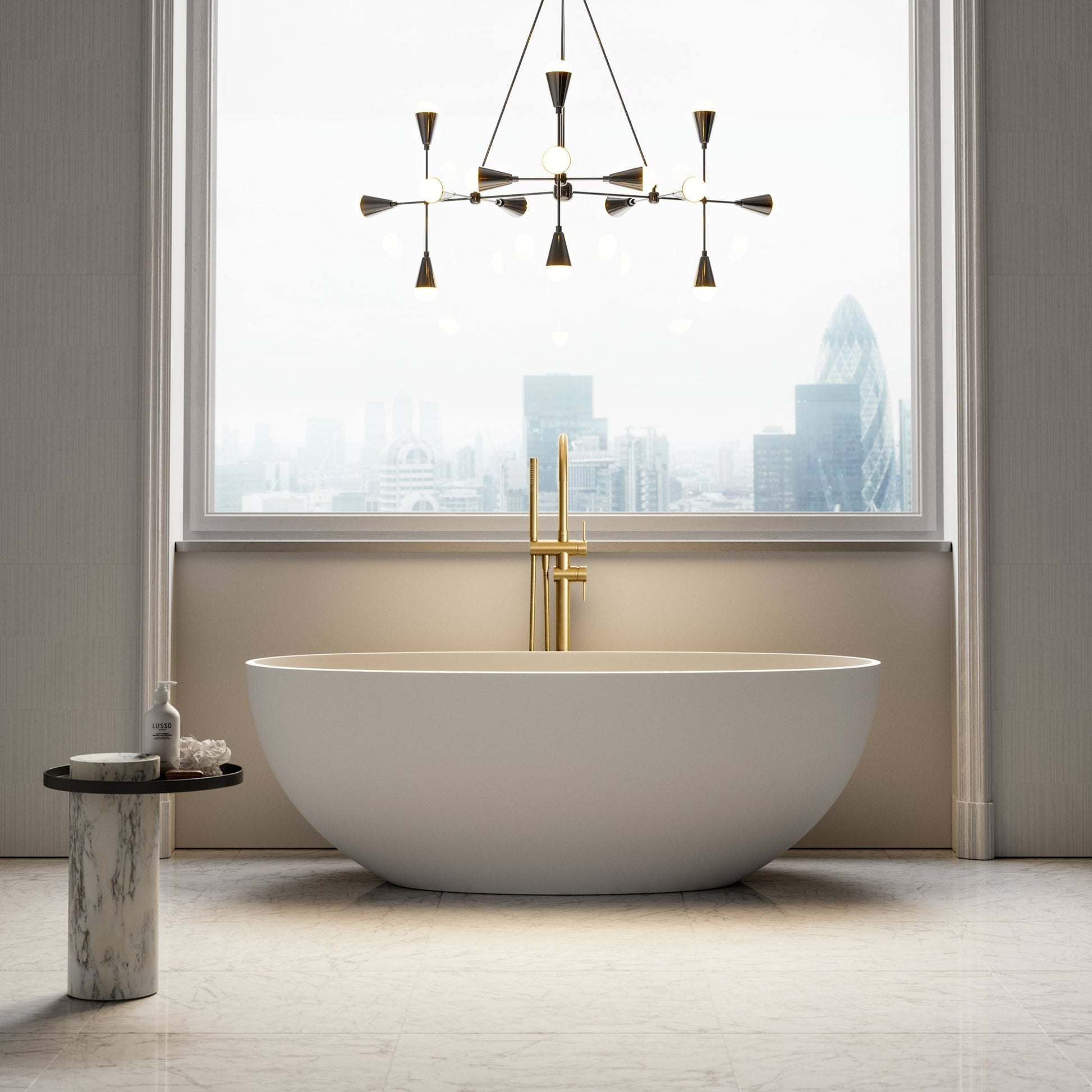 Luxe Brushed Gold Floorstanding Bath Shower Mixer Tap