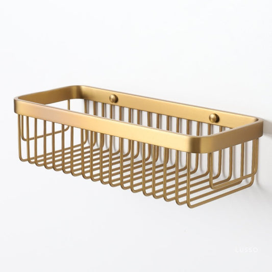 Luxe Brushed Gold Large Shower Storage Basket