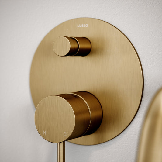 Luxe Brushed Gold Wall Mounted Bath Shower Mixer Tap