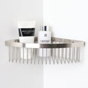 Luxe Brushed Stainless Corner Shower Storage Basket