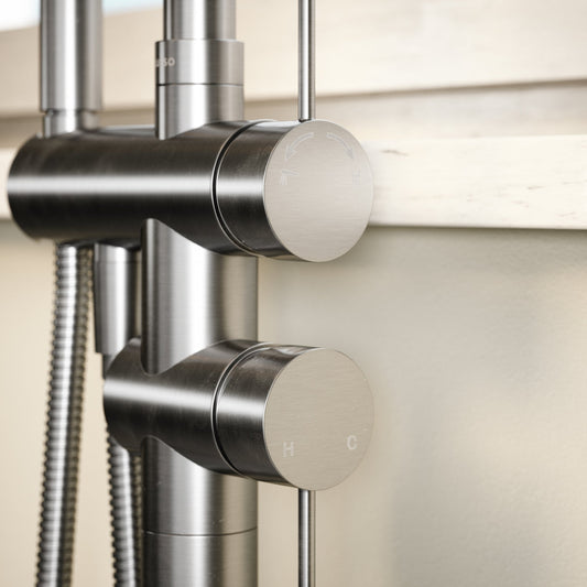 Luxe Brushed Stainless Floorstanding Bath Shower Mixer Tap