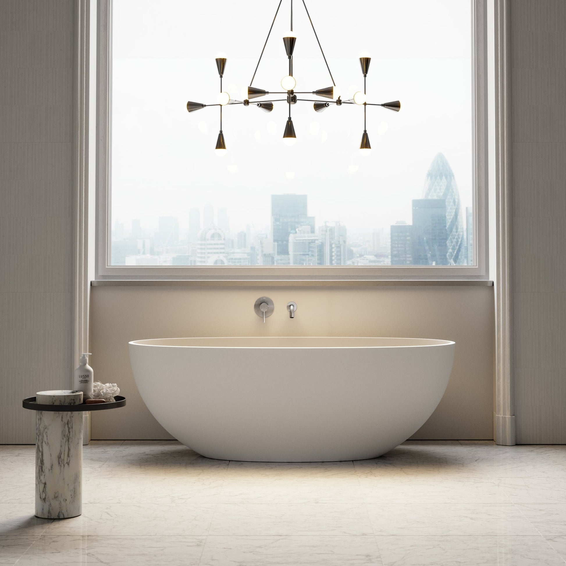 Luxe Brushed Stainless Wall Mounted Bath Mixer Tap