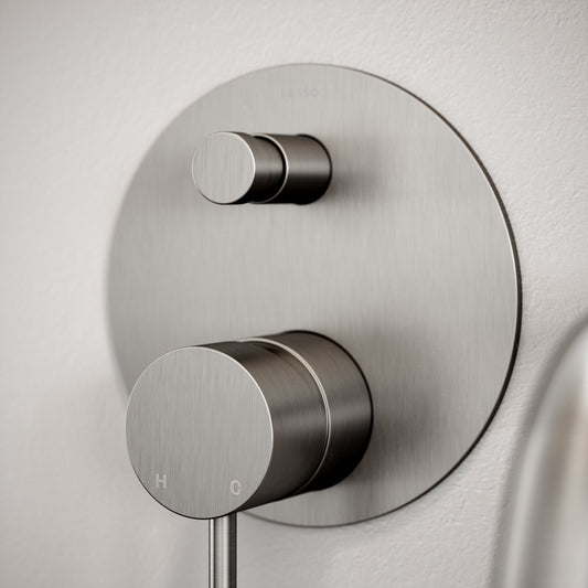 Luxe Brushed Stainless Wall Mounted Bath Shower Mixer Tap