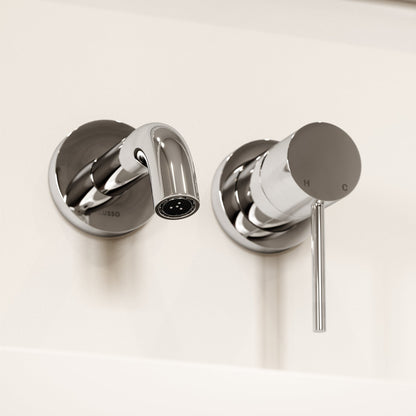 Luxe Chrome Short Projection Wall Mounted Basin Mixer Tap