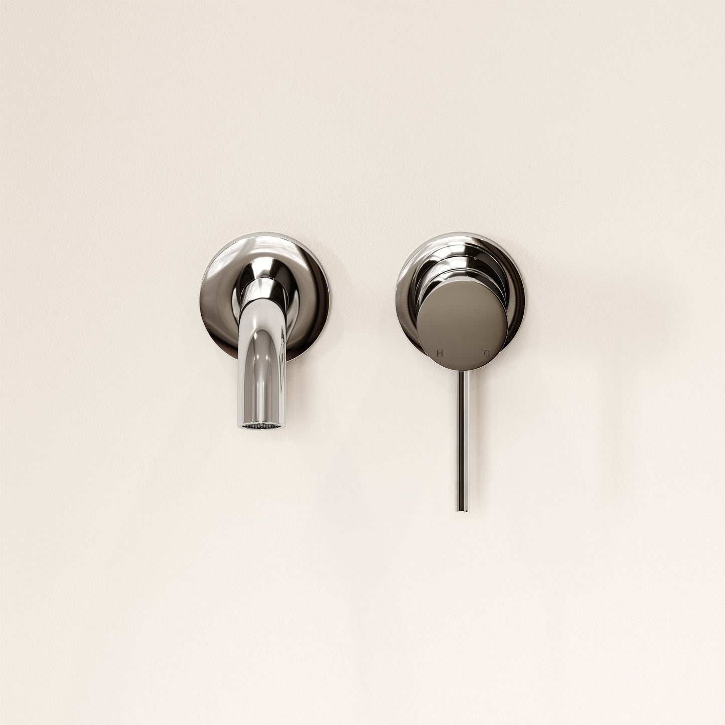 Luxe Chrome Short Projection Wall Mounted Basin Mixer Tap