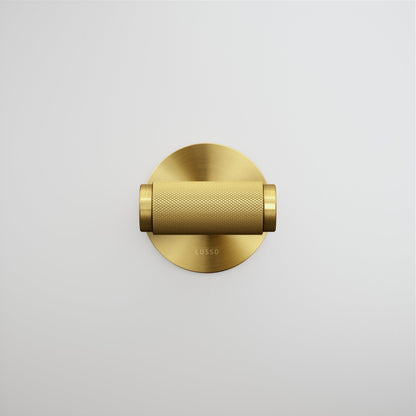 Luxe Knurled Brushed Gold Bathroom WC Door Handle Latch and Hinge Bundle