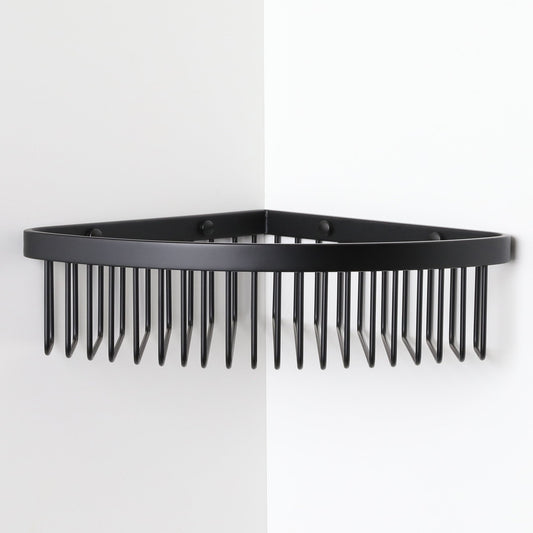 Luxe Matte Black Corner Shower Storage Basket