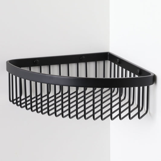 Luxe Matte Black Corner Shower Storage Basket