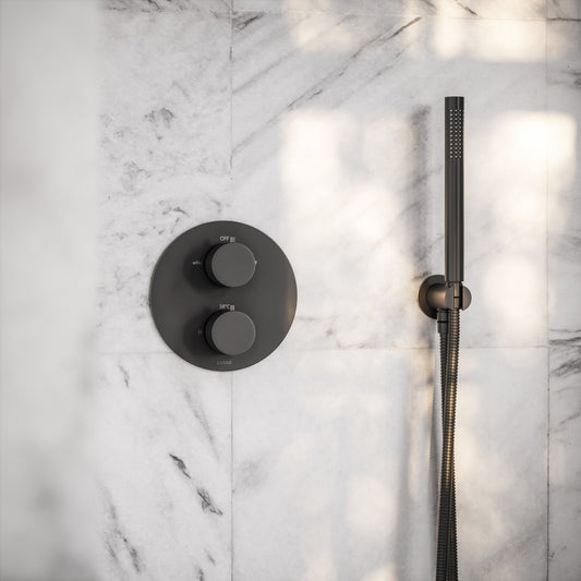Luxe Matte Black Thermostatic Shower with Handheld Shower