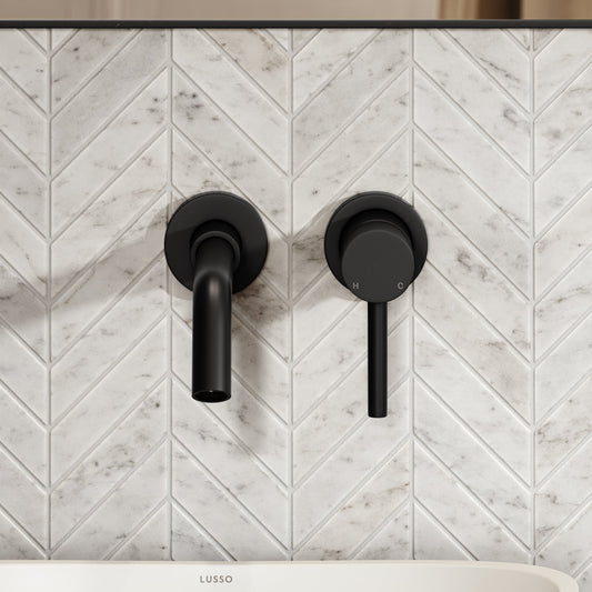 Luxe Matte Black Wall Mounted Basin Mixer Tap V1