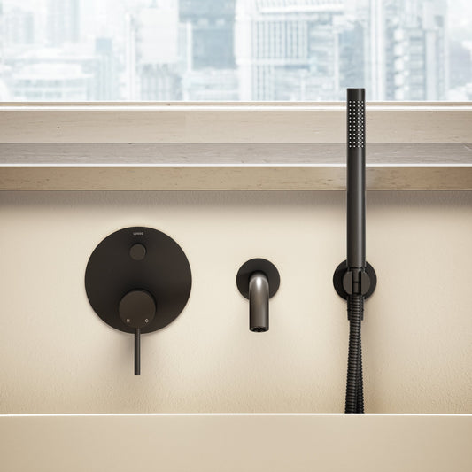Luxe Matte Black Wall Mounted Bath Shower Mixer Tap