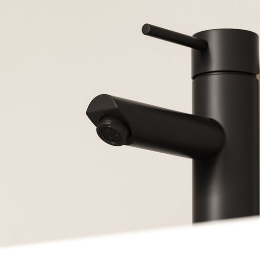 Luxe Monobloc Matte Black Basin Mixer Tap