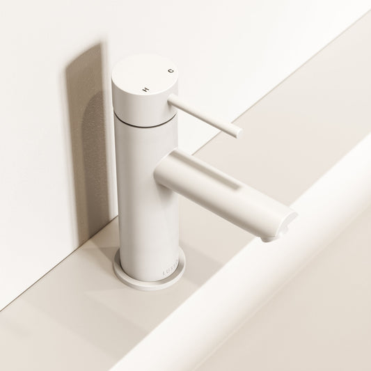 Luxe Monobloc Silk Matte White Basin Mixer Tap