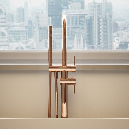Luxe Rose Gold Floorstanding Bath Shower Mixer Tap