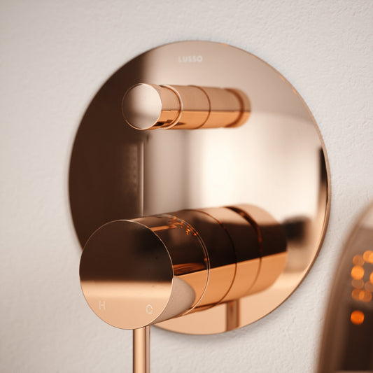 Luxe Rose Gold Wall Mounted Bath Shower Mixer Tap