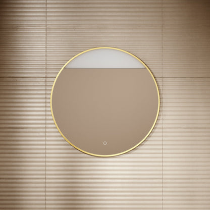 Luxe Round Mirror with Light Brushed Gold 800mm