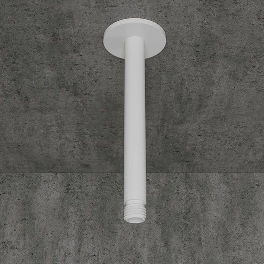 Luxe Silk Matte White Ceiling Mount Shower Arm 200mm
