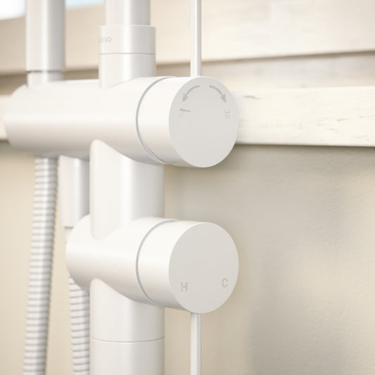 Luxe Silk Matte White Floorstanding Bath Shower Mixer Tap