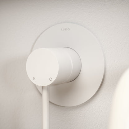 Luxe Silk Matte White Wall Mounted Bath Mixer Tap