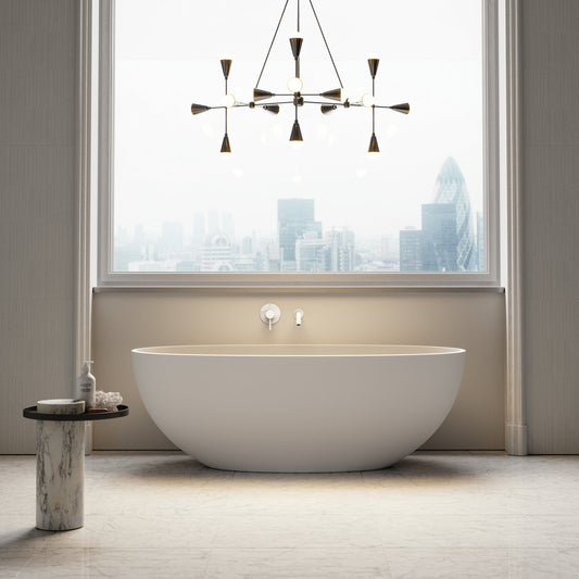 Luxe Silk Matte White Wall Mounted Bath Mixer Tap