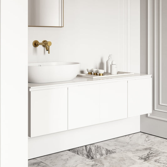 Luxor Matte White Stone Vanity Unit 1400mm