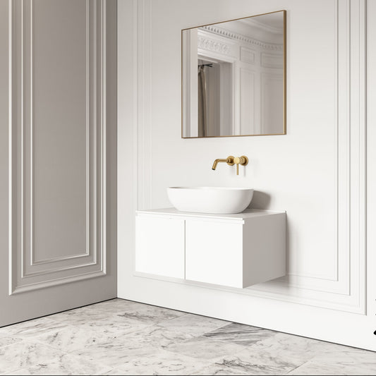 Luxor Matte White Stone Vanity Unit 800mm