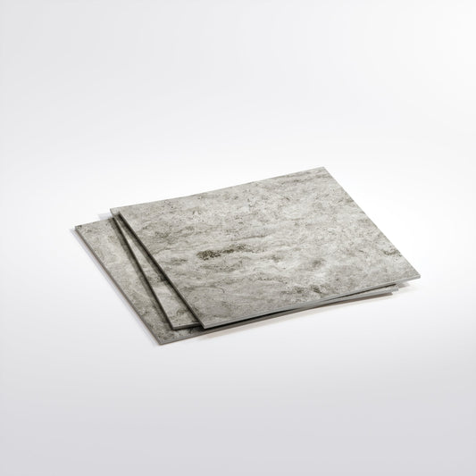 Manzoni Edge Grey Travertine Porcelain Wall or Floor Tile 600 x 600mm