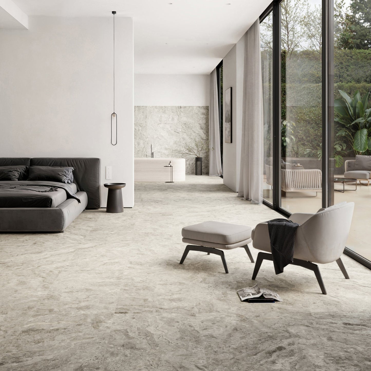 Manzoni Light Taupe Travertine Porcelain Wall or Floor Tile 1200 x 600mm