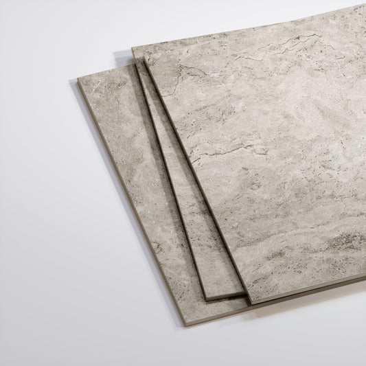 Manzoni Light Taupe Travertine Porcelain Wall or Floor Tile 600 x 600mm