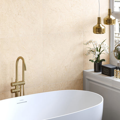 Manzoni Natural Travertine Porcelain Tile Wall or Floor Tile 600 x 600mm