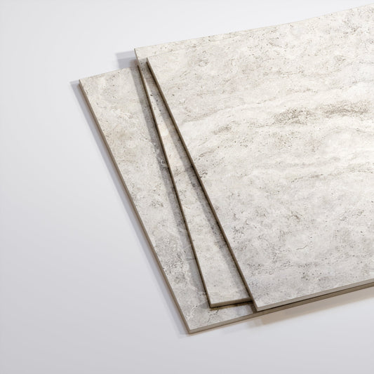 Manzoni White Travertine Porcelain Wall or Floor Tile 600 x 600mm