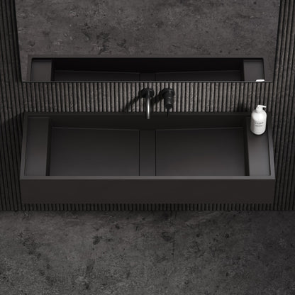 Marmo Charcoal Wall Hung Double Stone Basin 1200mm
