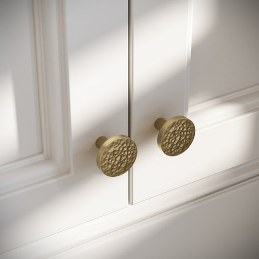 Mayfair Brushed Gold Hammered Cabinet Knobs