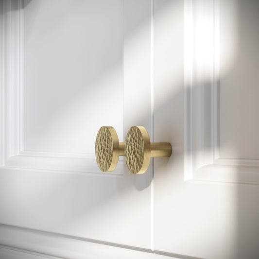 Mayfair Brushed Gold Hammered Cabinet Knobs