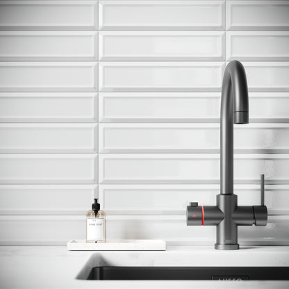Metro Diamond White Glazed Porcelain Bevelled Wall Tile