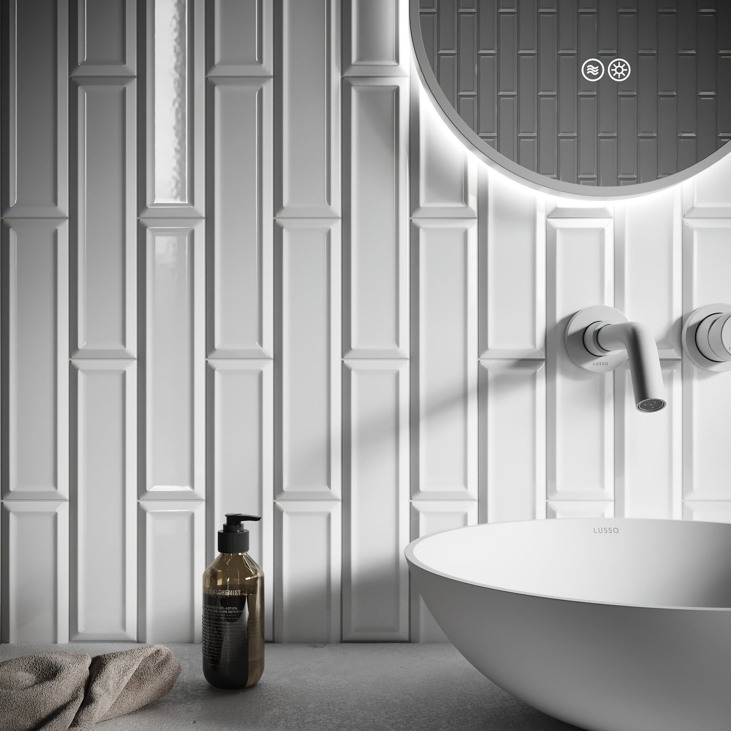 Metro Diamond White Glazed Porcelain Bevelled Wall Tile