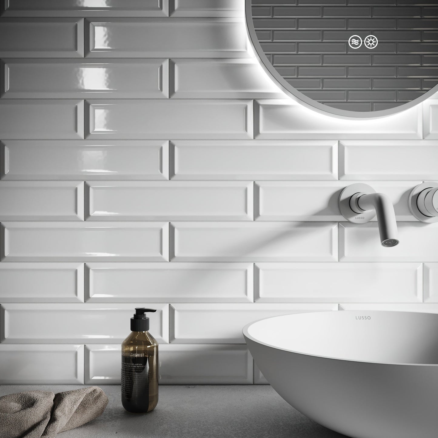Metro Diamond White Glazed Porcelain Bevelled Wall Tile