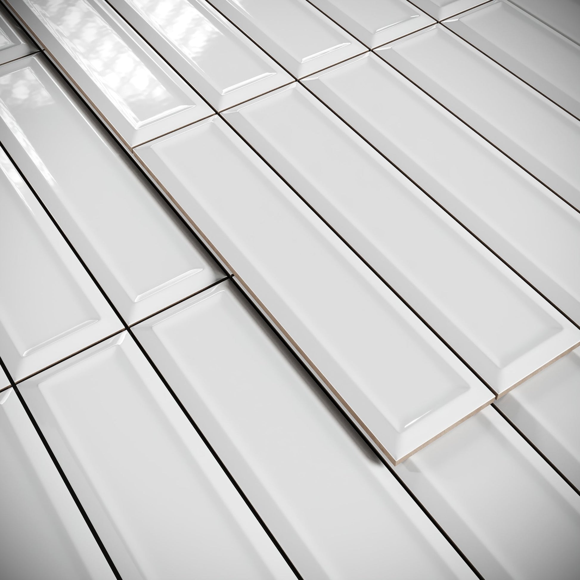 Metro Diamond White Glazed Porcelain Bevelled Wall Tile